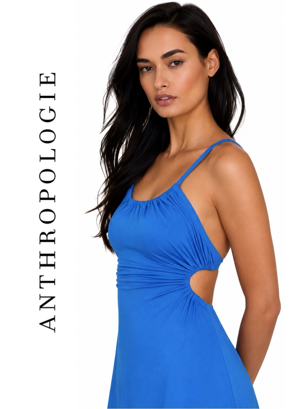 Celandine Ruched Open-Back Halter Midi Dress